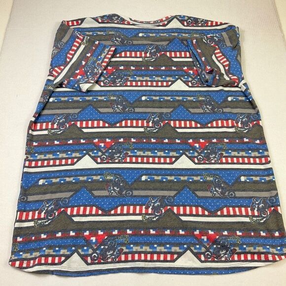 Lularoe Stretch Knit Top Motorcycle Print Short Sleeve Shirt Crew Neck Size 3XL - Picture 10 of 11